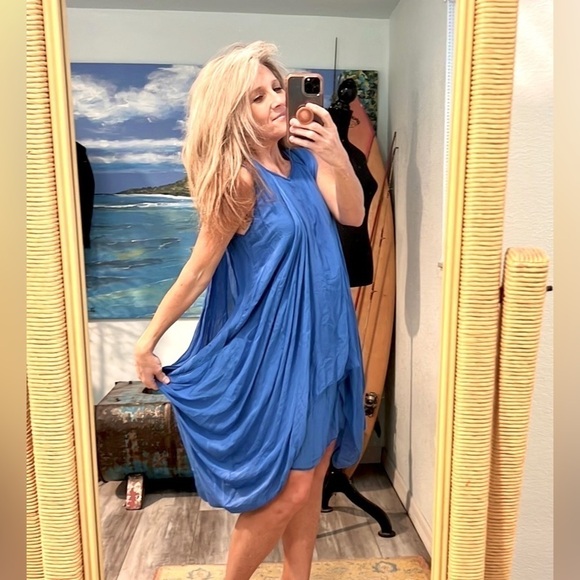 Simply Couture Gorgeous &Vibrant Blue Dress,Draped Layers,Soft, Romantic,Size M - Picture 11 of 16